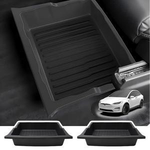 테슬라 모델 X 2017-2025 전면/뒷면 언더시트 보관 정리함용 나사 코뿔소 2팩, 액세서리용 TPE 방수 쓰레기통