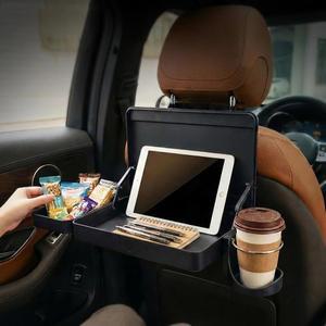하이시원트 자동차 뒷좌석 트레이 테이블 - 식사, 작업, 게임을 위한 접이식 및 조절 가능한 여행용 책상 | 튼튼한 플라스틱 스낵 랩 SUV, 세단, 미니밴(접이식 보관함)에 적합