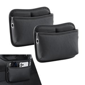 허그윗 2 PCS 카시트 사이드 포켓 정리함, 카시트용 PU 가죽 미니 수납 포켓, 도어, 콘솔, 대시보드, 휴대폰, 열쇠, 선글라스, 지갑용 차량 틈새 채우기 정리함 (블랙)