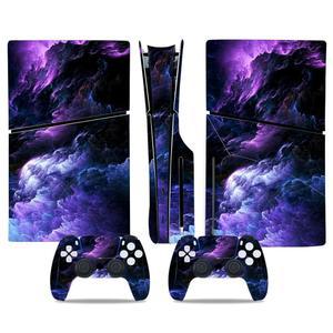 PS5 슬림 디스크 콘솔 및 무선 컨트롤러용 스킨 스티커, 전체 세트 데칼 커버 게임 액세서리(보라색 구름)