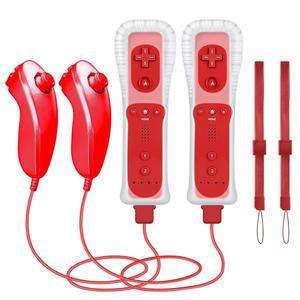 WDZP (빨간색*2) Wii /WII U용 모션 플러스 리모컨, 2 in 1 U 콘솔용 넌척 컨트롤러 [nintendo_wii_u]