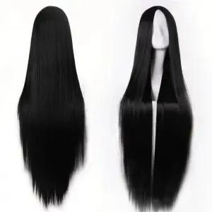 검은색 긴 생머리 가발 100cm G구미호 귀신 분장 긴머리 무서운 공포 변장 여성 여자