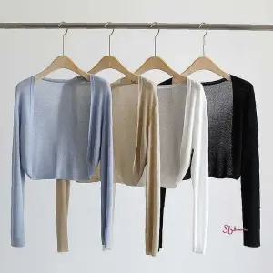 여리여리핏 크롭가디건 시스루 심플bcd294