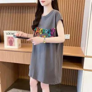 스파이더맨 여성용 치마 여름 나시티 순면 상의 임부 빅사이즈 민소매 임부복 중기장 OPH2