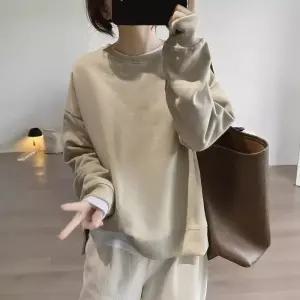 헐크 여성 여친 티 맨투맨 라운드 코트 가을 루즈핏 빅사이즈 기본 면 톱 KKE3