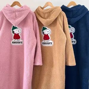 피너츠 스누피 뽀글이 수면 후드 가디건 아동 성인 잠옷 큰사이즈 판쵸