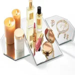 테이블용 Dandat 3개 불규칙 유리 거울 트레이 중앙 조각 5mm 두께의 베벨형 러너 웨딩 장식용 대형