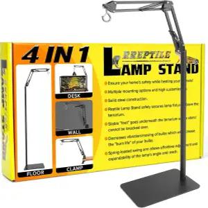 테라리움용 스윙 암이 있는 4인치 1메탈 파충류 램프 스탠드 - 탱크용 바닥 조명 높이 너비 및 각도 조절