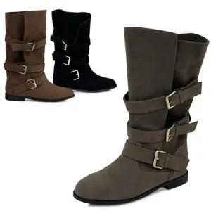 [카미엣뮤즈]벨티드 스웨이드 롱부츠_KM24w205