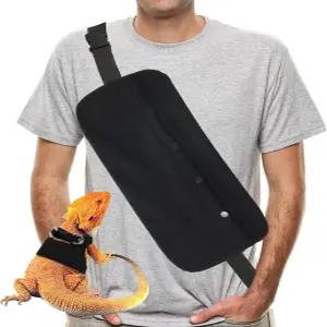 수염 용 목줄 및 하네스 세트 캐리어 가죽 날개와 슬링백이 있는 도마뱀 조절 파충류 소형 애완동물 배낭