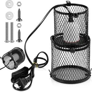 VIHOESE 1pcs 접이식 파충류 열 램프 홀더 안티 스칼드 램프쉐이드 세라믹 방출기 가열 애완 양서류 뱀