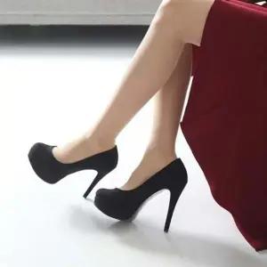 스웨이드 올블랙 여성가보시킬힐 12cm 103372 펌프스 미들힐