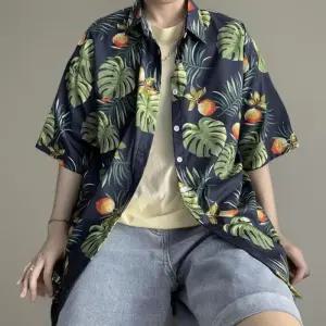 [옷자락]남성 여름 휴가 야자수 플로럴 루즈핏 반팔 셔츠