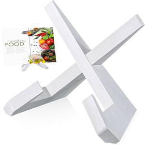 주방용 써니치치 요리책 스탠드, 주방 카운터용 레시피 책 홀더, 나무 러스틱 홀더 스탠드(천연 대나무 화이트)