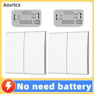 Aovrlcx RF433 MHz 키네틱 무선 전등 스위치 배터리 없음 자체 전원 방수 야외 원격 제어 푸시 버튼 벽