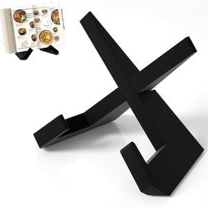 웹트릭스 쿡북 스탠드, 주방용 홀더, 카운터용 블랙 레시피 북 테이블탑용 우드 플레이트 홀더 디스플레이 스탠드(블랙)