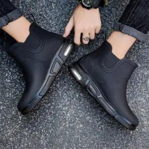 [옷자락]남자 여름 스포티 블랙 숏 에어솔 레인부츠 장화