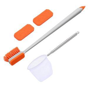 YBEATY 2개 작은 어항 청소용 브러시와 어망 조류 스크레이퍼 브러시 스크러버 스펀지 도구 긴 손잡이 유리 아크릴 수족관 가정용 주방