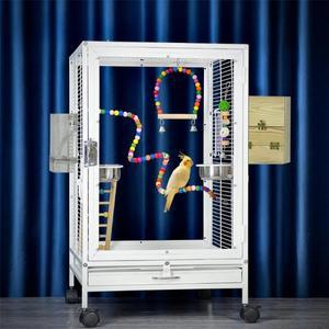 대형 금속 와이어 투명 아크릴 앵무새 새장 - 비둘기 코카티엘 미나용 방수 번식장 넓은 공간