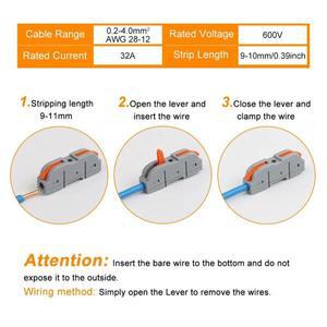 20/34/50PCS 레버 와이어 커넥터 1대1 인라인 조립형 전기 터미널