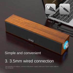긴 스트립 USB 유선 블루투스 듀얼 스피커 나무 작은 컴퓨터 노트북 사운드 바 데스크탑 중저음