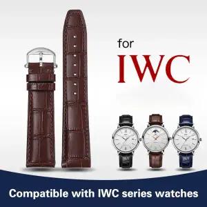 호환  IWC 파일럿 포르투갈어 Portofino 소 가죽 시계 밴드 벨트 20mm 22mm 팔찌 스트랩에 대한 가죽 시계