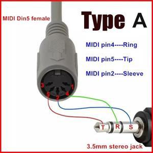 오디오 어댑터 3.5mm 플러그 - MIDI 5핀 암 컨버터 DIN TRS 수 사운드 연결 케이블 연장 코드