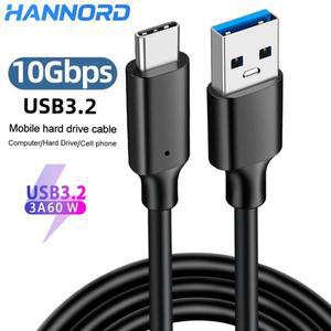 USB 3.2 Gen2 10Gbps 타입 C 케이블 데이터 전송 A to SSD 하드 디스크 3A 60W QC 3.0 노트북 고속 충전