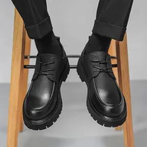 [옷자락]남자 포멀룩 스퀘어토 블랙 아웃솔 스티치 로퍼