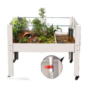 대형거북이어항 배수구 물 투명강화유리 분리형 탱크 수생육지 수조