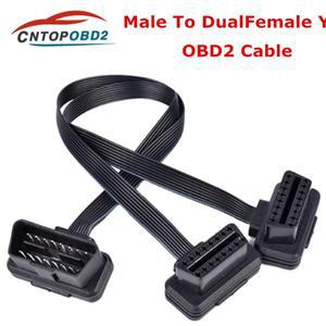 Obdii 16pin elm327 남성-듀얼 여성 y 분배기 팔꿈치 확장 커넥터 obd2 피아트 이중 진단 케이블 국수와 동