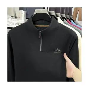 코아픽샵 남자 키작남 맨투맨 가을 반집업 캐주얼 솔리드 자수 차이나 긴팔 꾹3