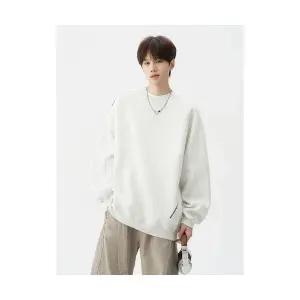 코아픽샵 남자 키작남 맨투맨 라운드넥 후드 가을 커플 풀오버 솔리드 꾹3