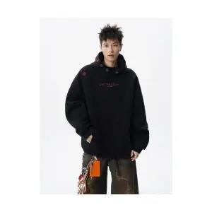 코아픽샵 남성 가을 캐주얼 자수 후드 상의 키작남 맨투맨 커플 꾹3