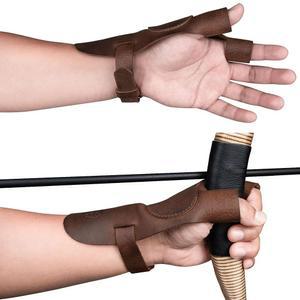 발할라 기어, 강화 양궁 슈팅 글러브, 핸드 가드, 리커브 활, 손목 및 손가락 보호대, 타겟팅, 코스프레, 풀 그레인 가죽, 핸드메이드