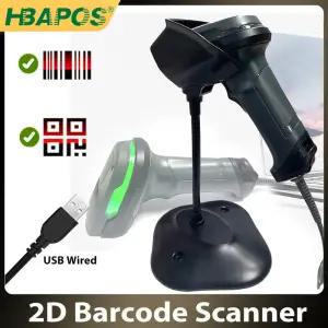 스탠드가 있는 유선 2D QR 바코드 스캐너 휴대용 USB 리더 데이터 매트릭스 CMOS 이미지 자동