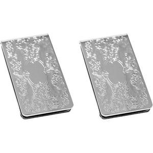 스테파니, 크롬 도금 스테인리스 스틸 박스 머니 클립 2개 세트 수입