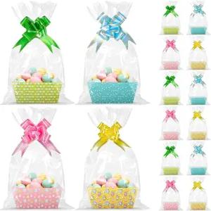 셀로판 백과 리본이 달린 이스마일 12팩 빈 부활절 선물 바구니 벌크 토끼 알 파티 장식