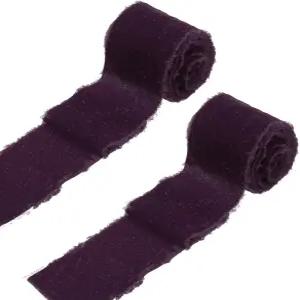 uxcell 2 롤 벨벳 리본 3인치 x 3야드 수제 실크 프린지 프레이드 날 가장자리 꽃다발 포장 결혼식 장식