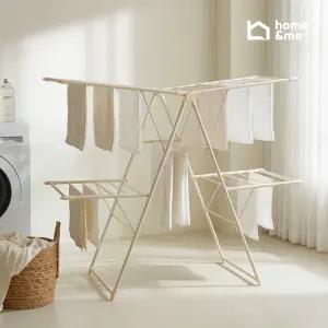 [홈앤미] 튼튼한 대형 접이식 4단 빨래건조대 외 빨래바구니 이불건조대