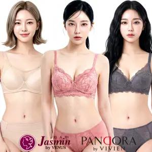 [비너스 비비안] 브라 팬티 세트 빅사이즈 노와이어 A B C D E F G 컵 풀컵 몰드 와이어 노라인 레이스 브라렛 쿨 여름 인견 보정 감탄 스포츠 심리스 무봉제 홑겹 브래지어 주니어 여자 여성 속옷