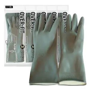 명진 오버핏 고무장갑 중형M(그레이) 5켤레 벗기편한 주방장갑 라텍스