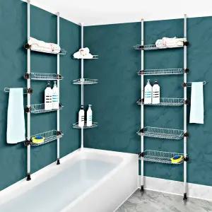 기둥식 욕실선반 화장실 H형 코너 3단 욕조 다용도