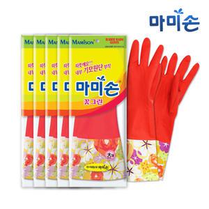 마미손 고무장갑 기모(대형) x5개/라텍스/위생장갑/김장