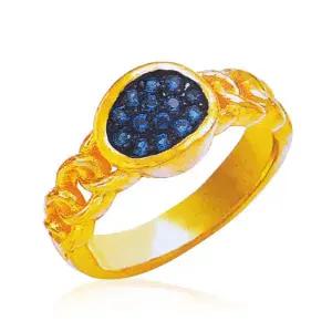 [골드모아]여자 순금 반지 7.5g [블루큐빅 라운드체인]