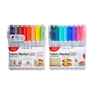 모나미 패브릭 마카 470 A세트 16색 염색 마커 옷 천 캔버스 가방 에코백 꾸미기