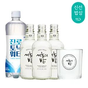 [품질보장] 더한 서울의밤 매실증류주25도 375ml x3병 온더락잔, 토닉 증정