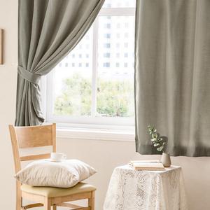 더자리 붙이는 암막커튼 작은창, 린넨필베이지그레이+커튼끈1P