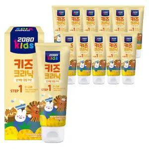 [유통기한 임박] 2080 키즈 크리닉 1스텝 파인애플 치약, 80g, 12개