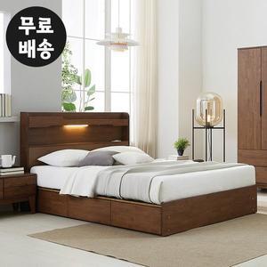 [벤티스가구]제드 고무나무 원목 수납형 침대프레임 퀸사이즈 서랍형 침대 신혼부부 받침대(Q)